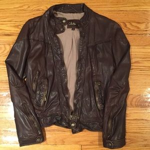 Medium Brown Cole Haan Leather Jacket